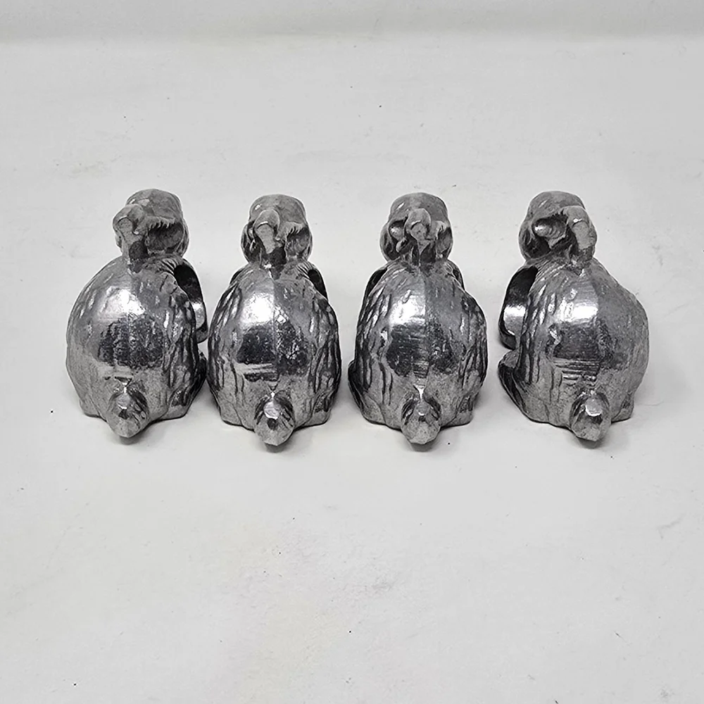 Vtg bunny rabbit napkin rings holders farmhouse easter cottagecore set of 4 - Picture 4 of 5